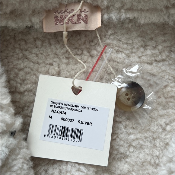 NKN Nekane Gaia Silver Faux Leather Embroidered Aviator Bomber Jacket Medium - Picture 10 of 12